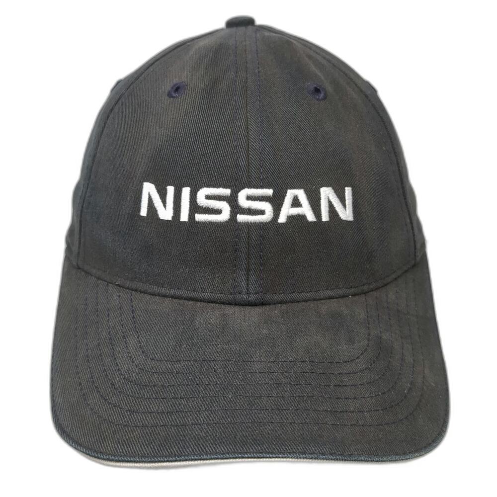 Nissan Baseball Cap Black One Size Embroidered Logo Strapback Sandwich Brim Hat